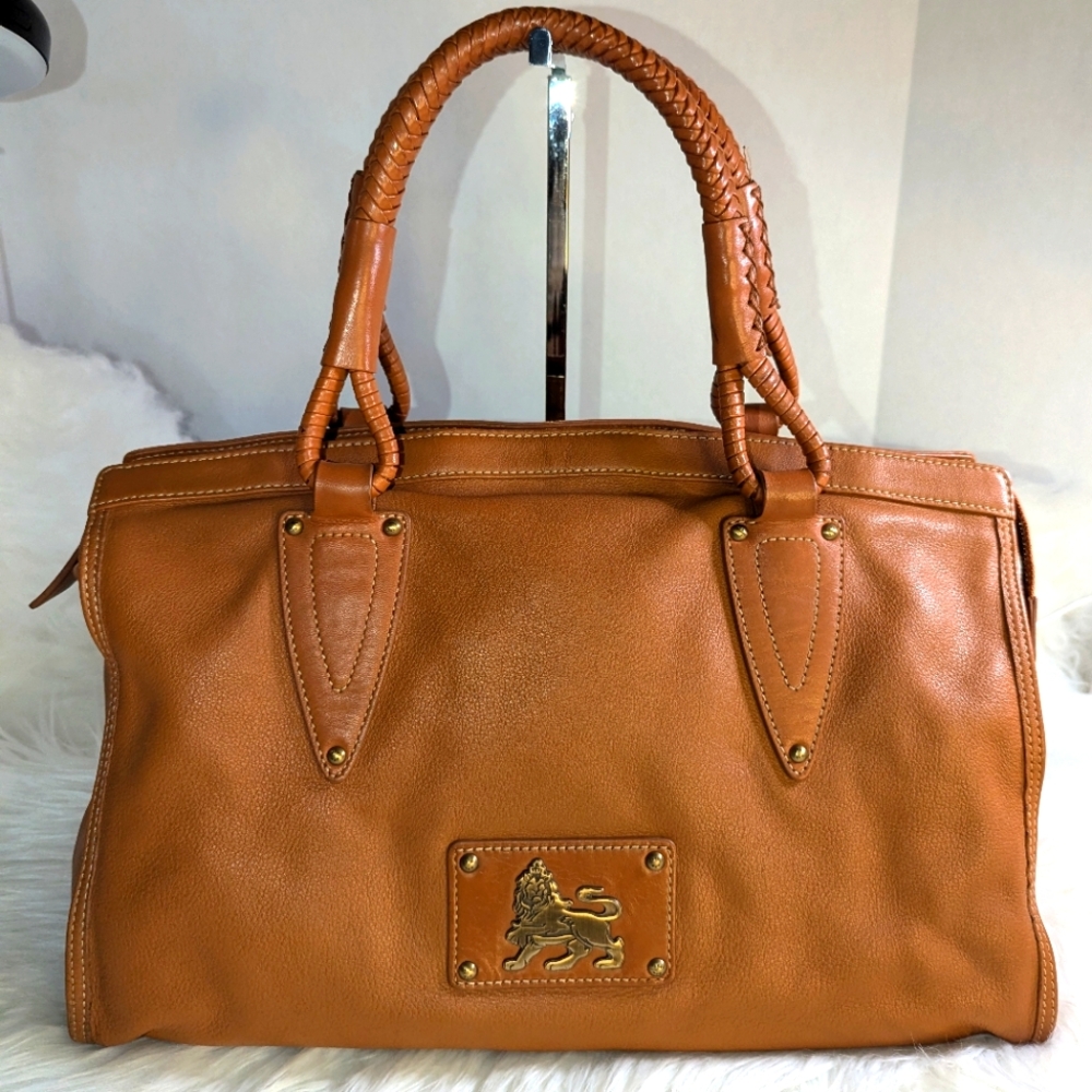 ❤️MCM shoulder Princess Lion Leather Cognac Hand bag Shoulder Purse C2806❤️